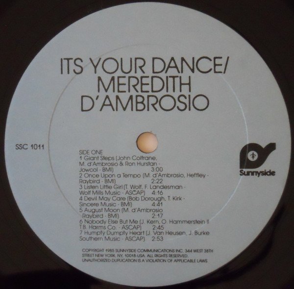 Meredith D'Ambrosio, It's Your Dance-LP, Vinilos, Historia Nuestra