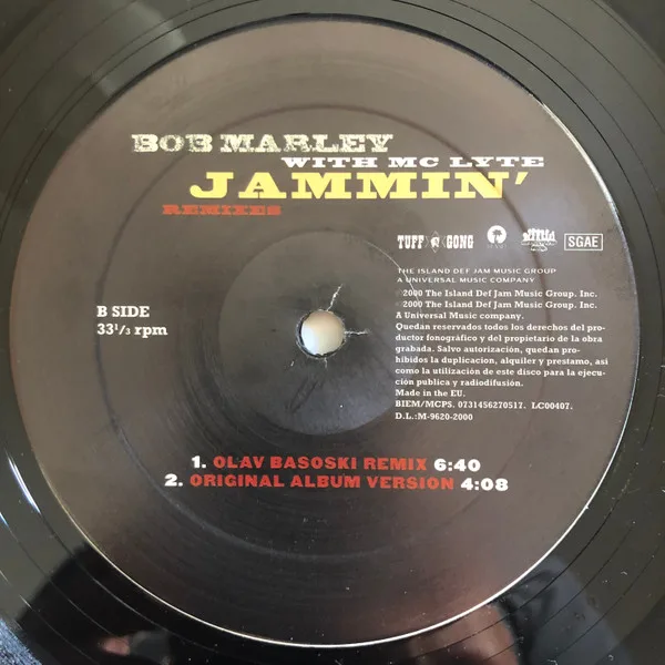 Bob Marley With MC Lyte, Jammin' (Remixes)-12 inch, Vinilos, Historia Nuestra