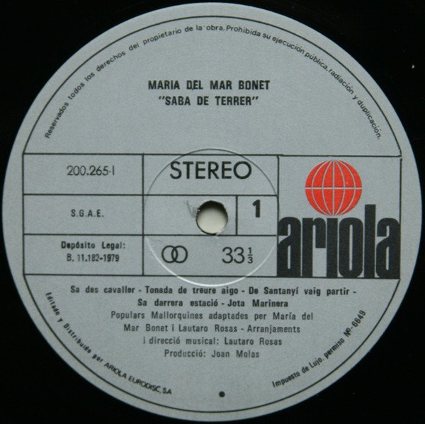 Maria Del Mar Bonet, Saba De Terrer-LP, Vinilos, Historia Nuestra