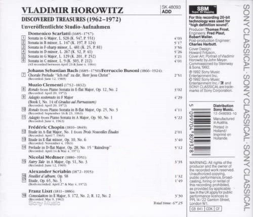 Horowitz, Discovered Treasures-CD, CDs, Historia Nuestra