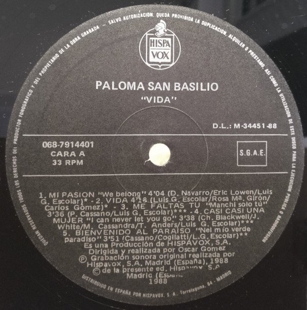 Paloma San Basilio, Vida-LP, Vinilos, Historia Nuestra