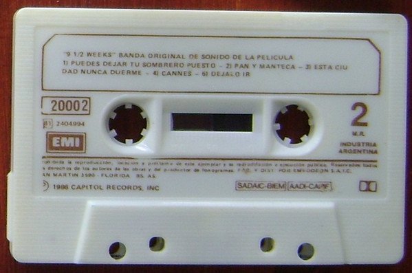 Various Banda Original De Sonido De La Pelicula Nueve Semanas Y Media = 9½ Weeks - Original Motion Picture Soundtrack-Cass, Cintas y casetes, Historia Nuestra