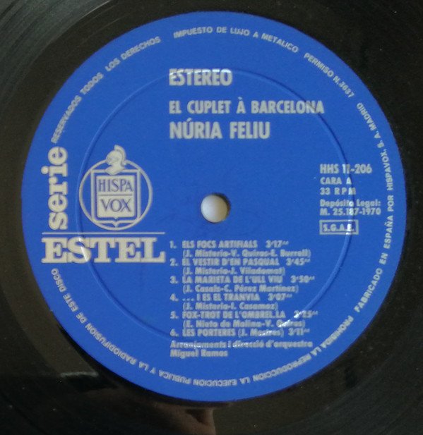 Nuria Feliu El Cuplet À Barcelona Vinyl, LP, Vinilos, Historia Nuestra