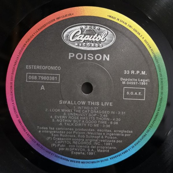 Poison Swallow This Live-LP, Vinilos, Historia Nuestra