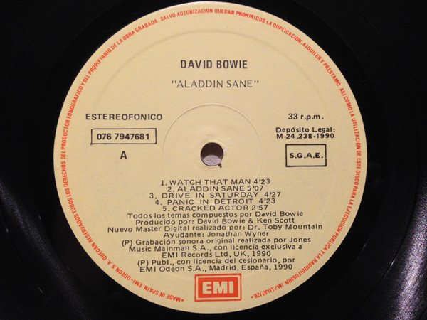 David Bowie, Aladdin Sane-LP, Vinilos, Historia Nuestra