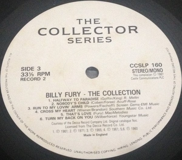 Billy Fury, The Collection-LP, Vinilos, Historia Nuestra