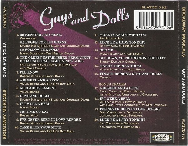 Robert Alda / Vivian Blaine Guys And Dolls-CD, CDs, Historia Nuestra