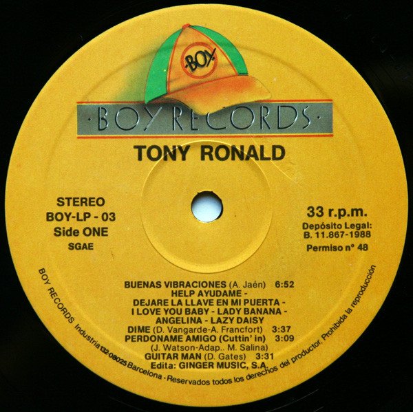 Tony Ronald Buenas Vibraciones-LP, Vinilos, Historia Nuestra