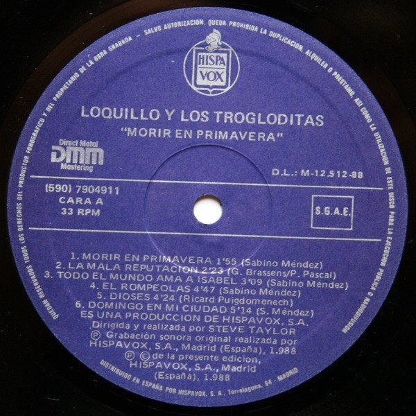 Loquillo Y Trogloditas, Morir En Primavera-LP, Vinilos, Historia Nuestra