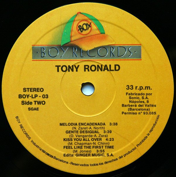 Tony Ronald Buenas Vibraciones-LP, Vinilos, Historia Nuestra