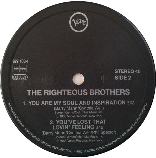 The Righteous Brothers Unchained Melody-12, Vinilos, Historia Nuestra