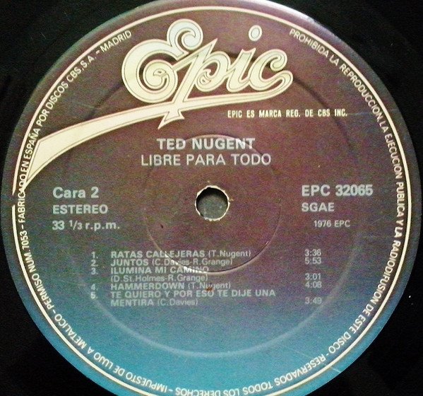 Ted Nugent Libre Para Todo-LP, Vinilos, Historia Nuestra