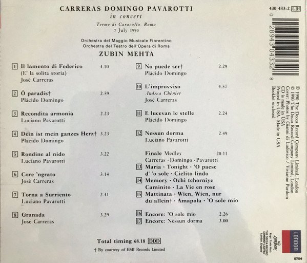 Carreras*, Domingo*, Pavarotti*, Mehta* In Concert-CD, CDs, Historia Nuestra