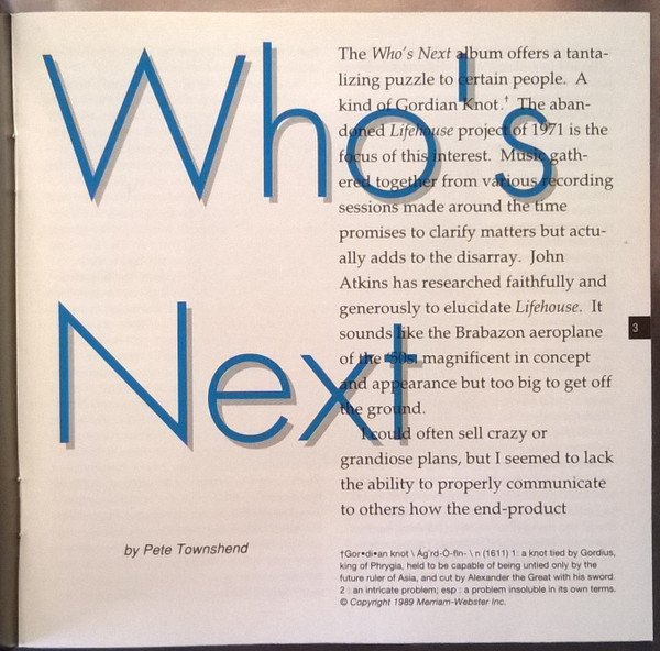 The Who, Who's Next-CD, CDs, Historia Nuestra