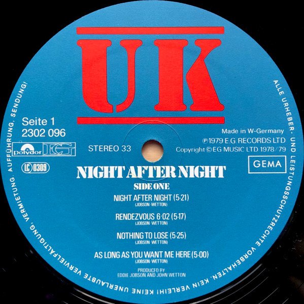 UK Night After Night-LP, Vinilos, Historia Nuestra