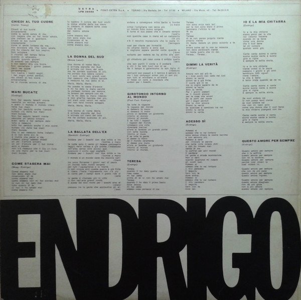 Endrigo* Endrigo-LP, Vinilos, Historia Nuestra