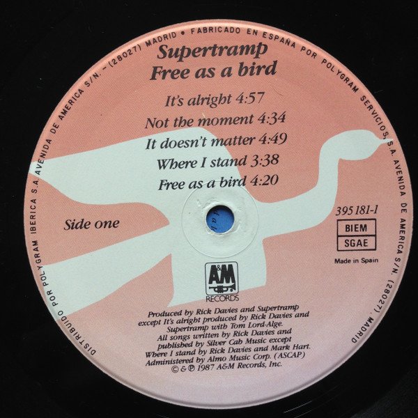 Supertramp Free As A Bird-LP, Vinilos, Historia Nuestra