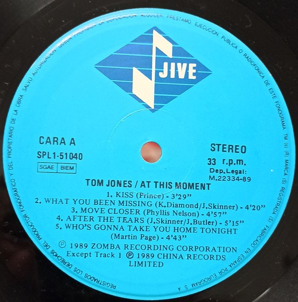 Tom Jones At This Moment-LP, Vinilos, Historia Nuestra