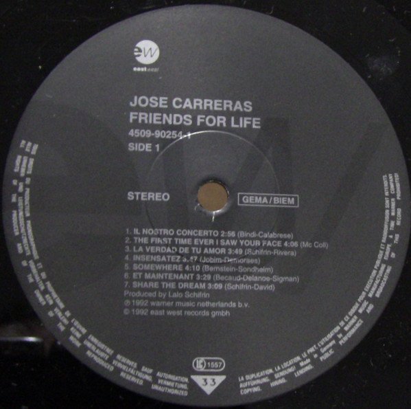 José Carreras Amigos Para Siempre/Friends For Life - Romantic Songs Of The World-LP, Vinilos, Historia Nuestra