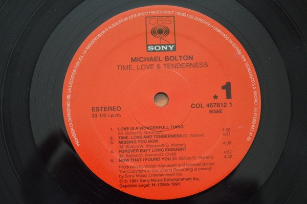 Michael Bolton, Time Love And Tenderness-LP - Historia Nuestra