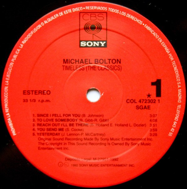 Michael Bolton, Timeless (The Classics)-LP, Vinilos, Historia Nuestra