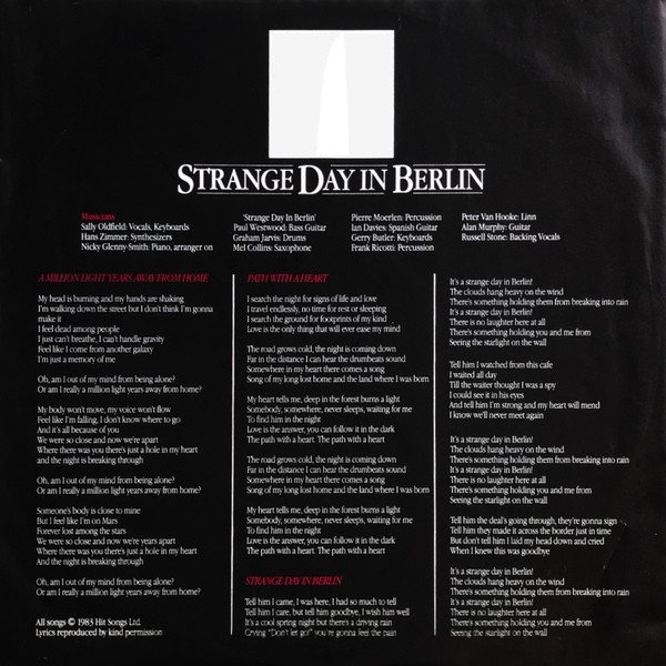 Sally Oldfield Strange Day In Berlin-LP, Vinilos, Historia Nuestra