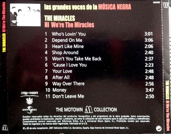 The Miracles, Hi We're The Miracles-CD, CDs, Historia Nuestra