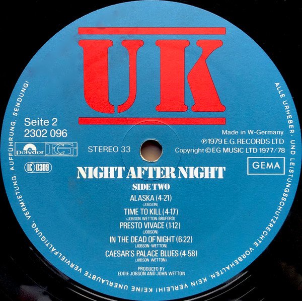 UK Night After Night-LP, Vinilos, Historia Nuestra