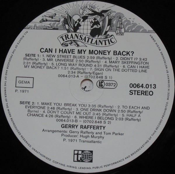 Gerry Rafferty Can I Have My Money Back?-LP, Vinilos, Historia Nuestra