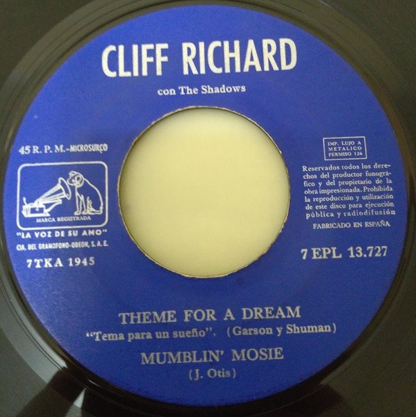 Cliff Richard Con The Shadowss-7 inch, Vinilos, Historia Nuestra