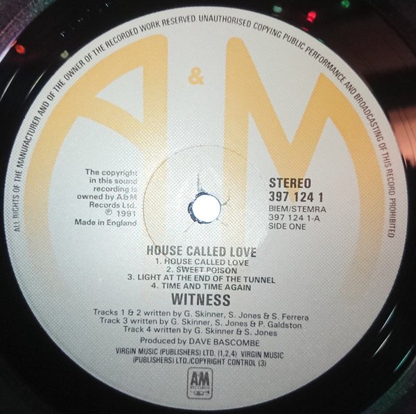 Witness , House Called Love-LP, Vinilos, Historia Nuestra