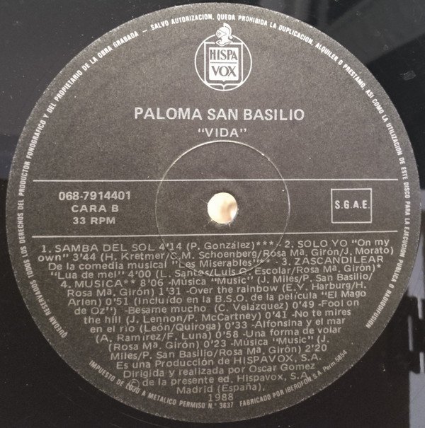 Paloma San Basilio, Vida-LP, Vinilos, Historia Nuestra