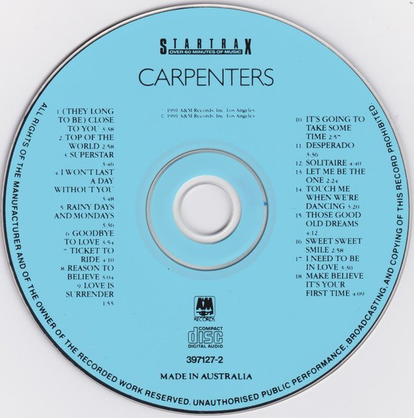 Carpenters, Startrax-CD, CDs, Historia Nuestra