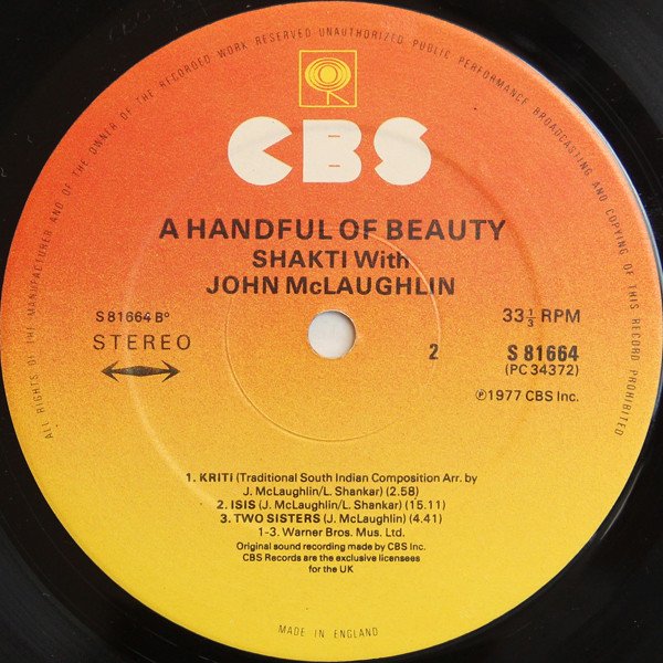 ShaktiWith John McLaughlin A Handful Of Beauty-LP, Vinilos, Historia Nuestra