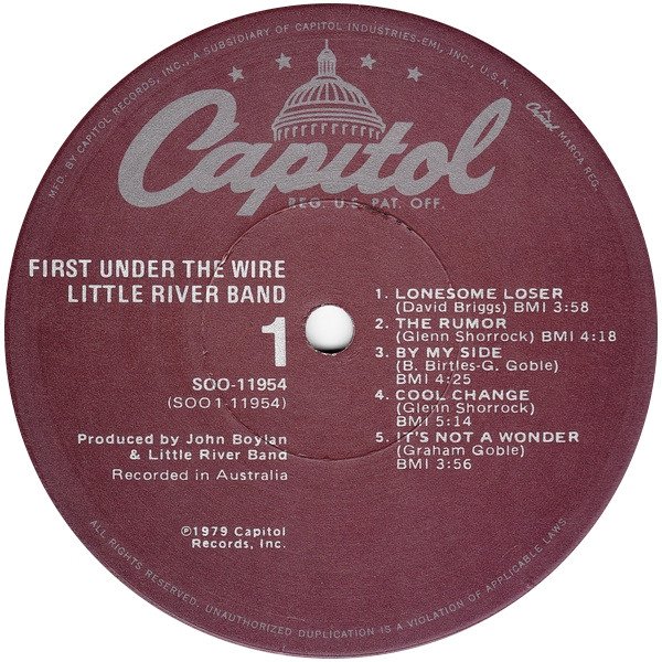 Little River Band, First Under The Wire-LP, Vinilos, Historia Nuestra