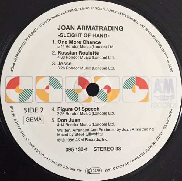 Joan Armatrading Sleight Of Hand-LP, Vinilos, Historia Nuestra