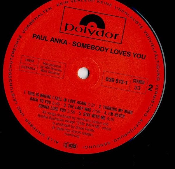 Paul Anka, Somebody Loves You-LP, Vinilos, Historia Nuestra