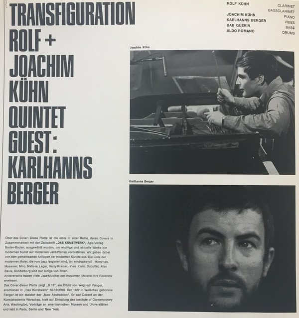 Rolf + Joachim Kühn Quintet Guest: Karlhanns Berger* Transfiguration-LP, Vinilos, Historia Nuestra