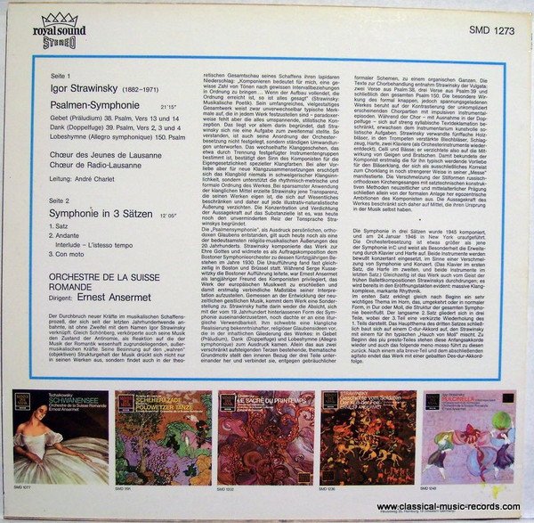 Stravinsky* - L'Orchestre De La Suisse Romande, Ansermet* Symphony Of Psalms / Symphony In Three Movements-LP, Vinilos, Historia Nuestra