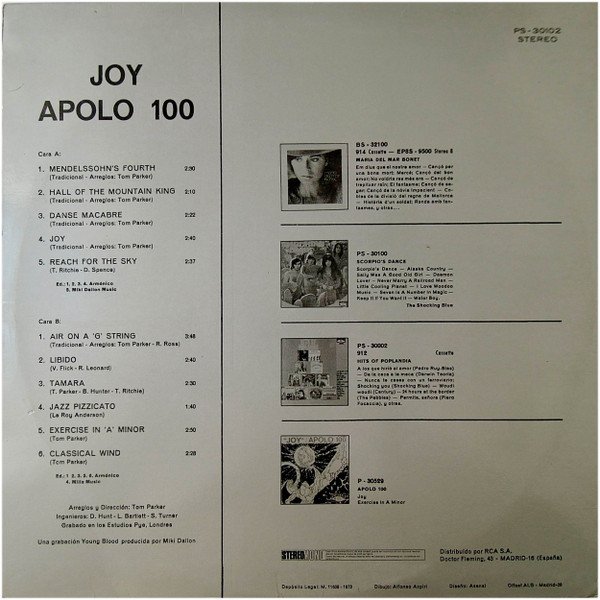 Apollo 100, Joy-LP, Vinilos, Historia Nuestra