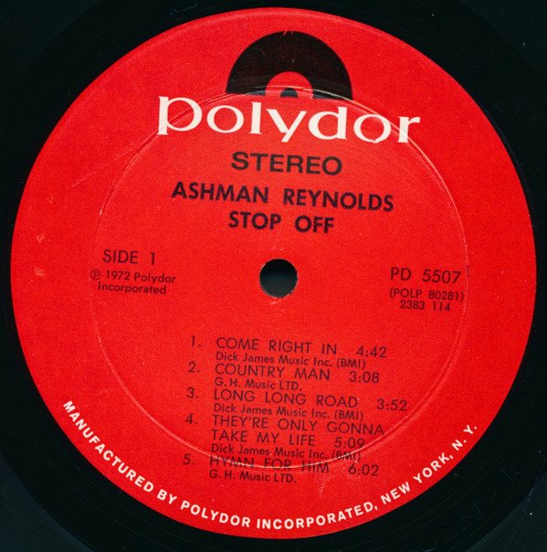 Ashman Reynolds, Stop Off-LP, Vinilos, Historia Nuestra
