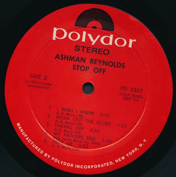 Ashman Reynolds, Stop Off-LP, Vinilos, Historia Nuestra