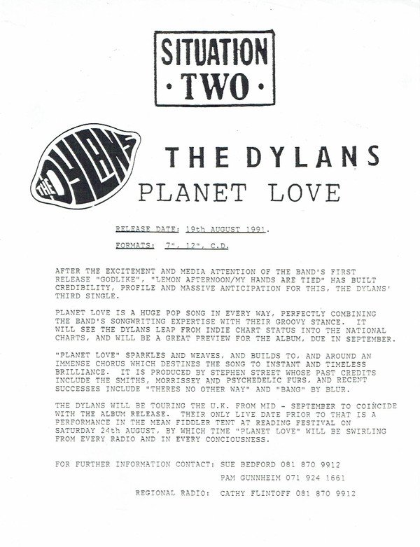 The Dylans, Planet Love-12 inch, Vinilos, Historia Nuestra