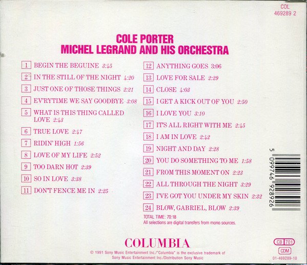 Michel Legrand The Columbia Album Of Cole Porter-CD, CDs, Historia Nuestra