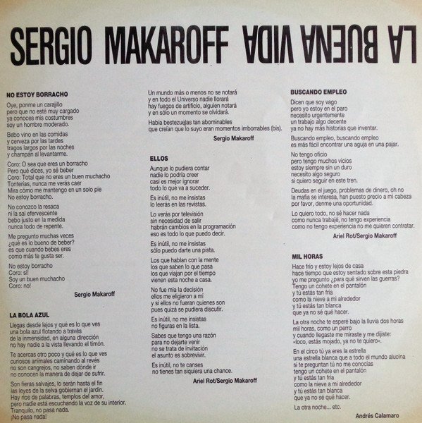 Sergio Makaroff La Buena Vida-LP, Vinilos, Historia Nuestra