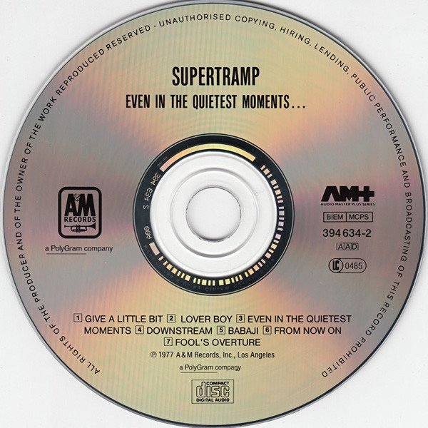 Supertramp Even In The Quietest Moments...-CD, CDs, Historia Nuestra