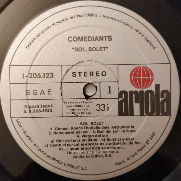 Comediants, Sol Solet-LP, Vinilos, Historia Nuestra