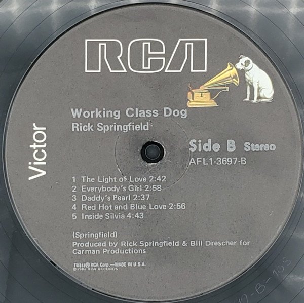 Rick Springfield Working Class Dog-LP, Vinilos, Historia Nuestra