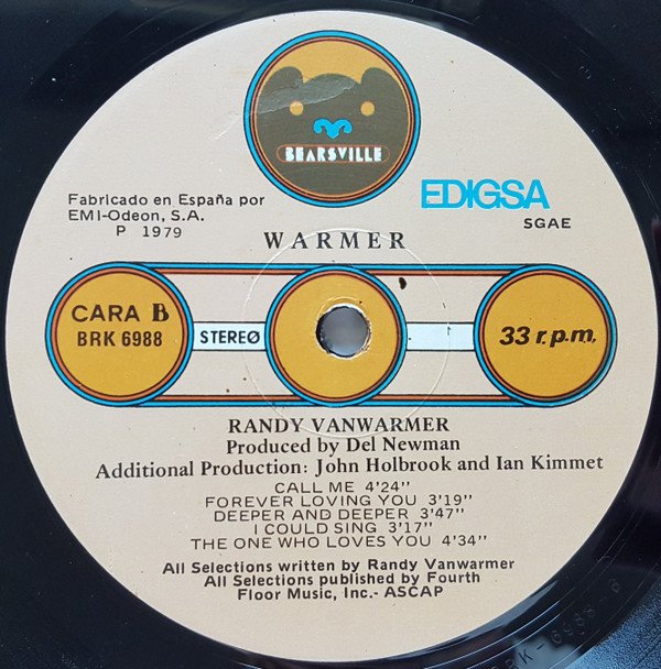 Randy Vanwarmer Warmer-LP, Vinilos, Historia Nuestra