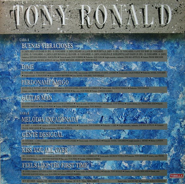 Tony Ronald Buenas Vibraciones-LP, Vinilos, Historia Nuestra